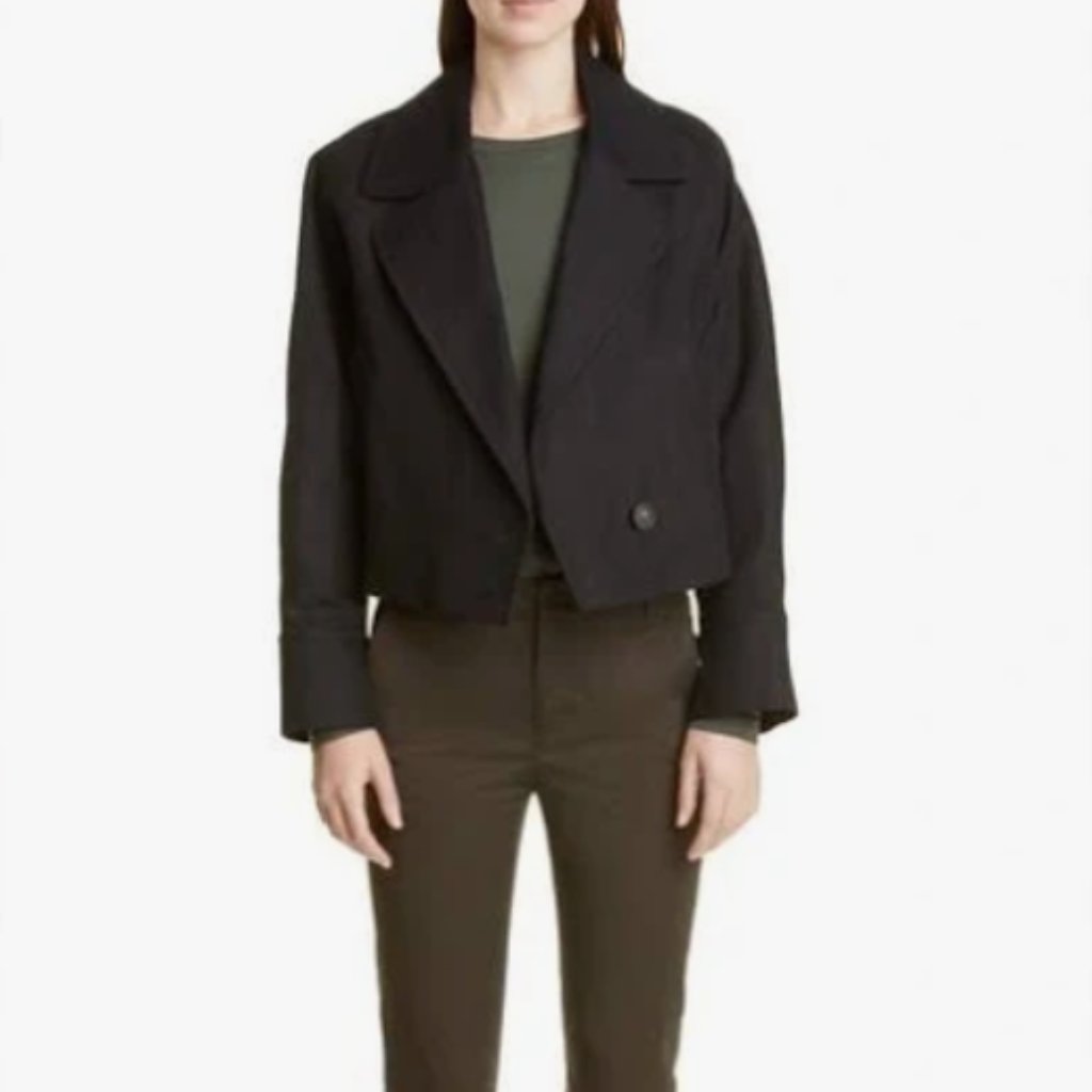 (10) Vince. Quiet Luxury Minimalist Office Preppy Cropped Linen Blazer J